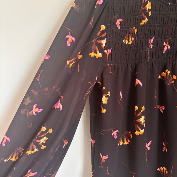 Madewell Georgette Smocked Mockneck Flowy Floral Top - Picture 7 of 7